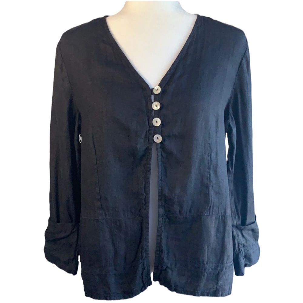 Willow 100% Linen Lagenlook Shirt Jacket Size S